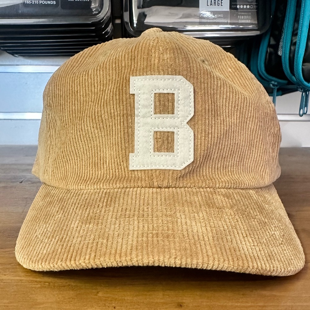 Brixton Tan Corduroy Cap with Cream 'B' Patch
